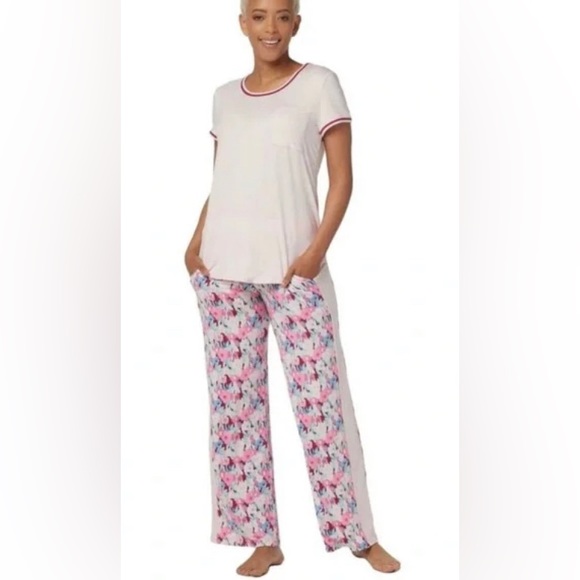 Cuddl Duds Pink Floral Cool & Airy Soft Jersey Pajama Set - Picture 1 of 4